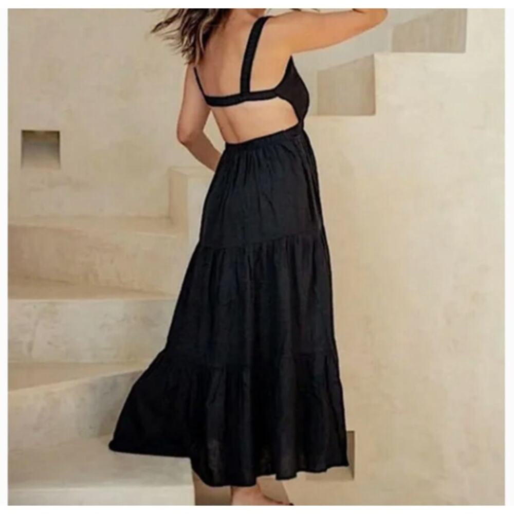 Abercrombie & Fitch Black Maxi Dress with Open Back